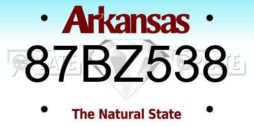 87BZ538 Arkansas License Plate