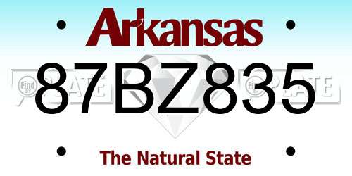 87BZ835 Arkansas License Plate