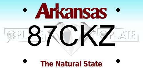 87CKZ Arkansas License Plate