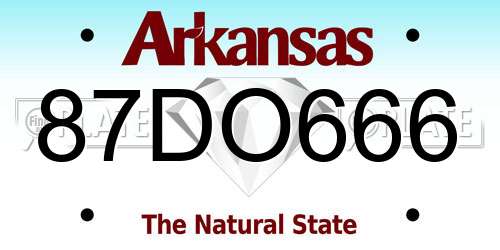 87DO666 Arkansas License Plate