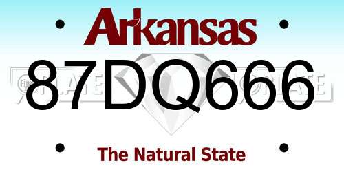 87DQ666 Arkansas License Plate