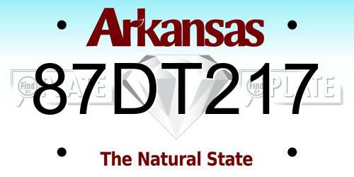 87DT217 Arkansas License Plate