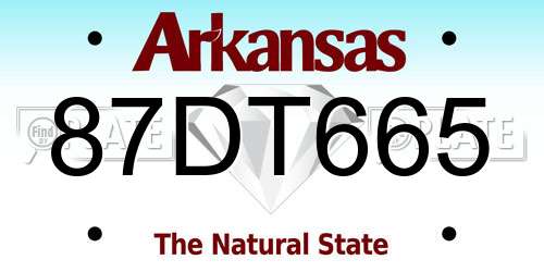 87DT665 Arkansas License Plate