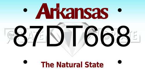 87DT668 Arkansas License Plate