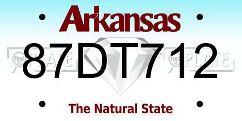 87DT712 Arkansas License Plate