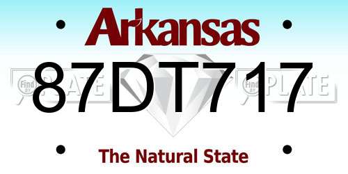 87DT717 Arkansas License Plate