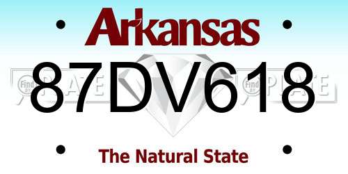 87DV618 Arkansas License Plate