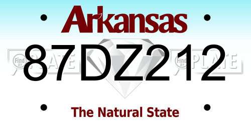 87DZ212 Arkansas License Plate