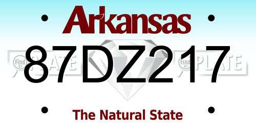 87DZ217 Arkansas License Plate