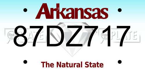 87DZ717 Arkansas License Plate