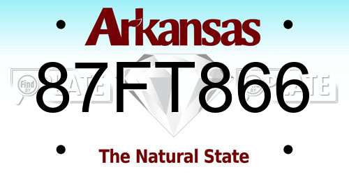 87FT866 Arkansas License Plate