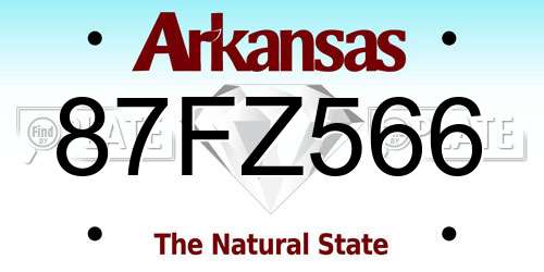 87FZ566 Arkansas License Plate