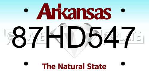 87HD547 Arkansas License Plate