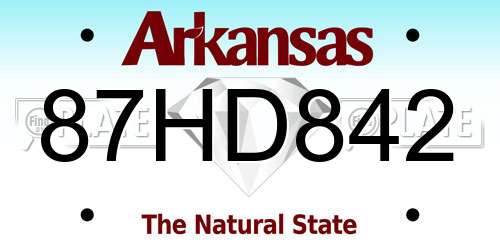 87HD842 Arkansas License Plate
