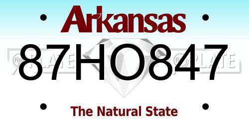 87HO847 Arkansas License Plate