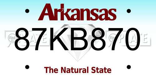 87KB870 Arkansas License Plate