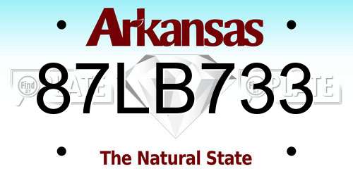 87LB733 Arkansas License Plate
