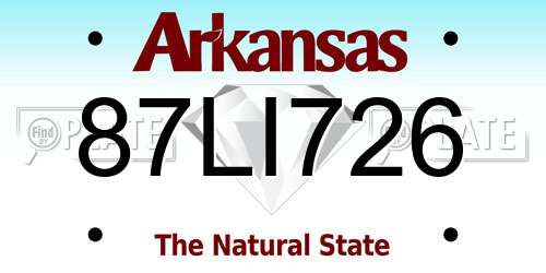 87LI726 Arkansas License Plate