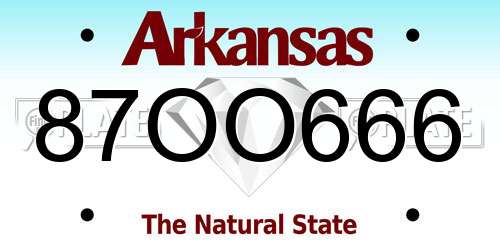 87OO666 Arkansas License Plate