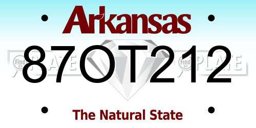 87OT212 Arkansas License Plate