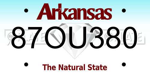 87OU380 Arkansas License Plate