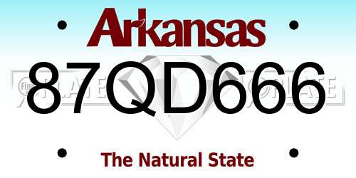 87QD666 Arkansas License Plate