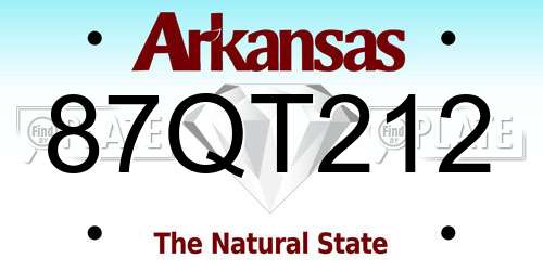 87QT212 Arkansas License Plate