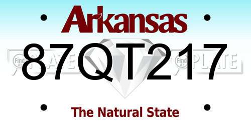 87QT217 Arkansas License Plate