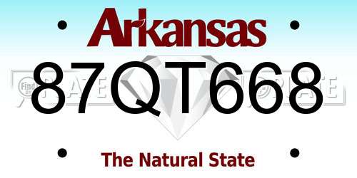 87QT668 Arkansas License Plate