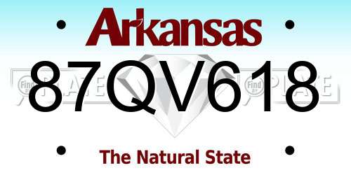 87QV618 Arkansas License Plate