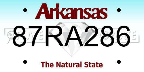 87RA286 Arkansas License Plate