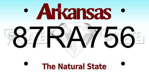 87RA756 Arkansas License Plate