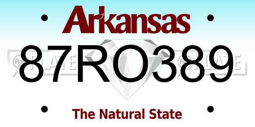 87RO389 Arkansas License Plate