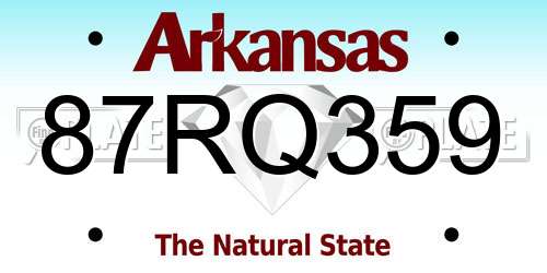 87RQ359 Arkansas License Plate
