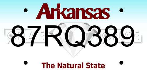 87RQ389 Arkansas License Plate