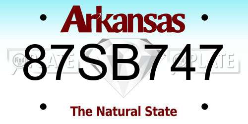 87SB747 Arkansas License Plate