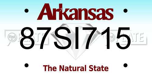 87SI715 Arkansas License Plate