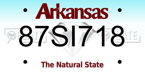 87SI718 Arkansas License Plate