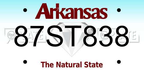 87ST838 Arkansas License Plate