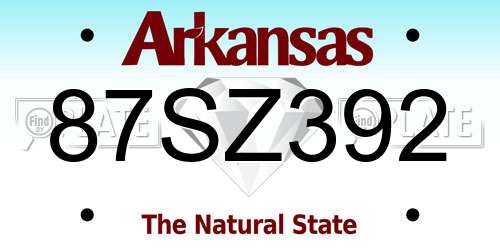 87SZ392 Arkansas License Plate