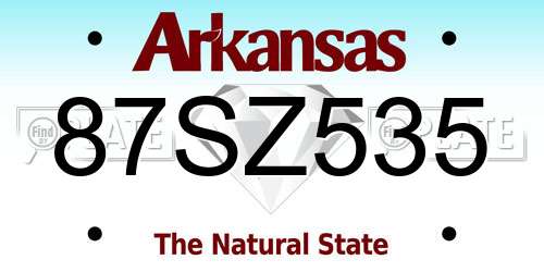 87SZ535 Arkansas License Plate