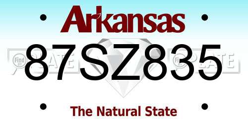 87SZ835 Arkansas License Plate
