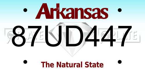 87UD447 Arkansas License Plate