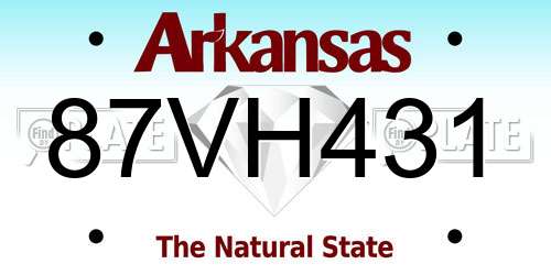 87VH431 Arkansas License Plate