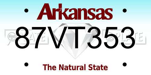87VT353 Arkansas License Plate