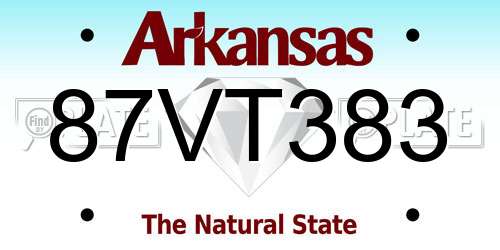 87VT383 Arkansas License Plate