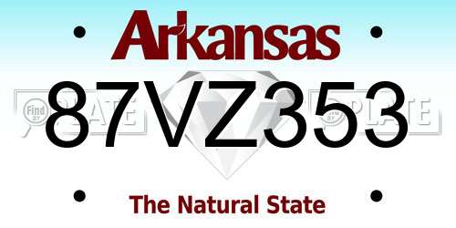 87VZ353 Arkansas License Plate