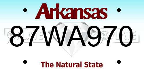 87WA970 Arkansas License Plate