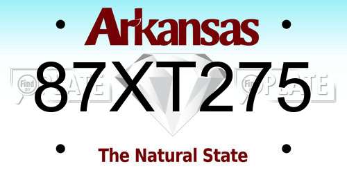 87XT275 Arkansas License Plate