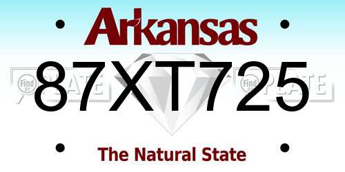 87XT725 Arkansas License Plate